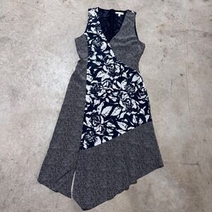 Joie Dress Size 4 Floral Print Asymmetrical Sleeveless Navy Blue Mini
